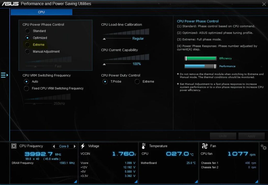 CPU power Phase Control standard or extreme